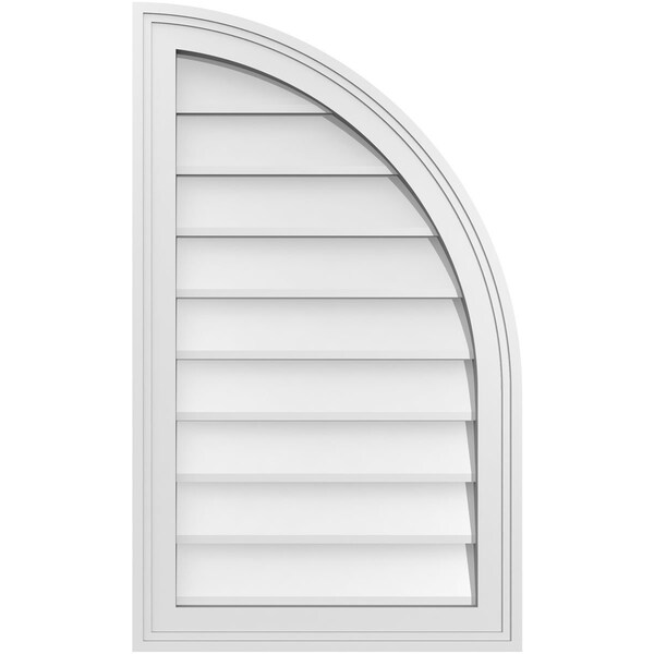 Ekena Millwork Quarter Round Top Right Surface Mount PVC Gable Vent w/ 2"W x 2"P Brickmould Sill Frame, 18"W x 30"H GVPQR18X3003SN - main